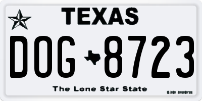 TX license plate DOG8723
