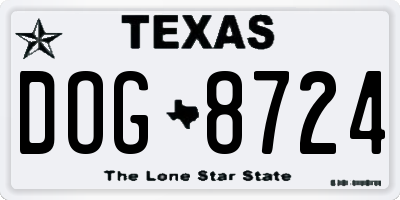 TX license plate DOG8724