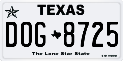 TX license plate DOG8725