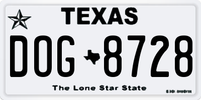 TX license plate DOG8728