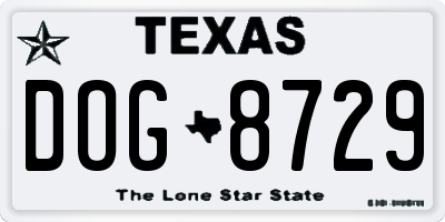 TX license plate DOG8729