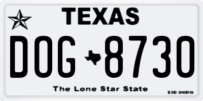 TX license plate DOG8730