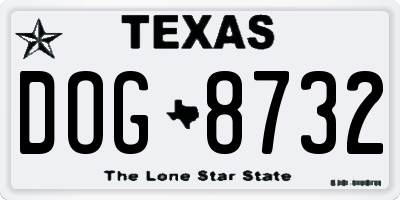 TX license plate DOG8732