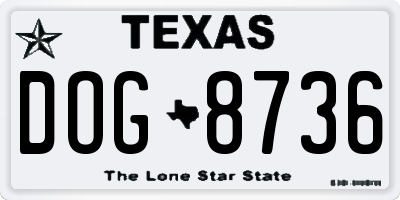 TX license plate DOG8736