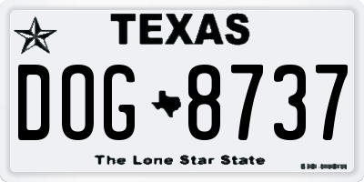 TX license plate DOG8737