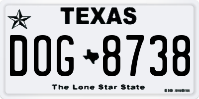 TX license plate DOG8738