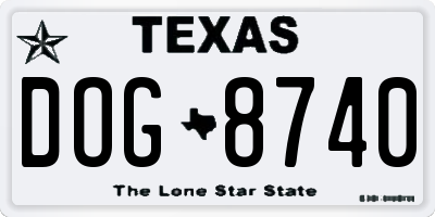 TX license plate DOG8740