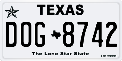 TX license plate DOG8742