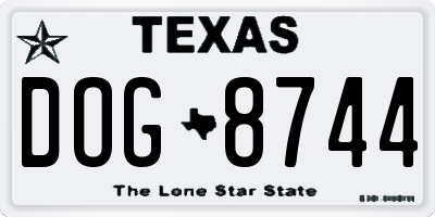 TX license plate DOG8744