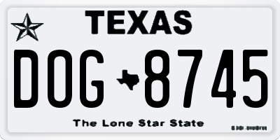 TX license plate DOG8745