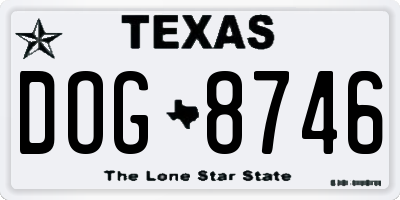 TX license plate DOG8746