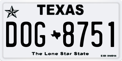 TX license plate DOG8751