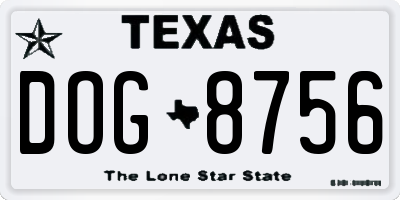 TX license plate DOG8756