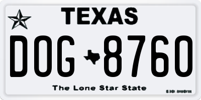 TX license plate DOG8760