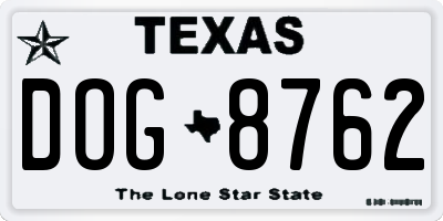 TX license plate DOG8762