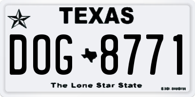 TX license plate DOG8771