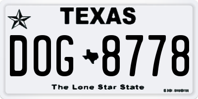 TX license plate DOG8778