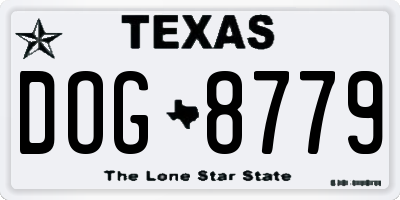 TX license plate DOG8779