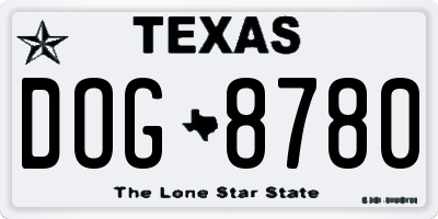 TX license plate DOG8780