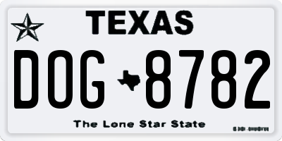 TX license plate DOG8782
