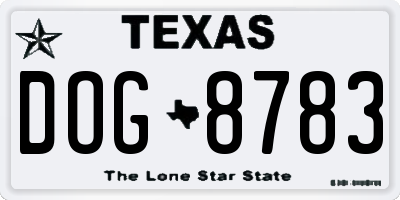 TX license plate DOG8783
