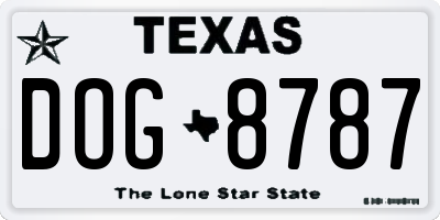 TX license plate DOG8787
