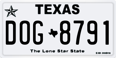 TX license plate DOG8791