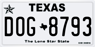 TX license plate DOG8793