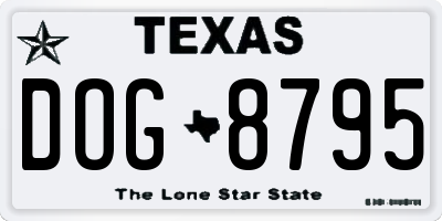 TX license plate DOG8795