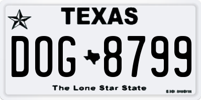 TX license plate DOG8799