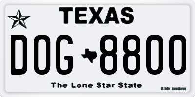 TX license plate DOG8800