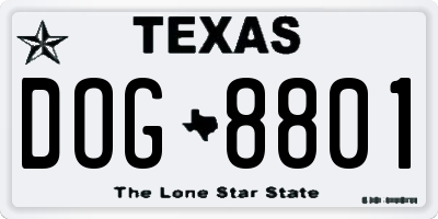 TX license plate DOG8801