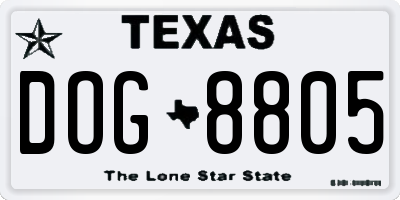 TX license plate DOG8805