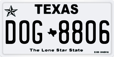 TX license plate DOG8806
