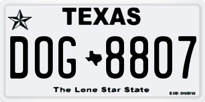 TX license plate DOG8807