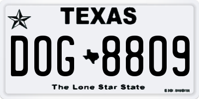 TX license plate DOG8809