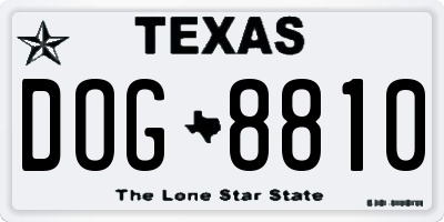 TX license plate DOG8810
