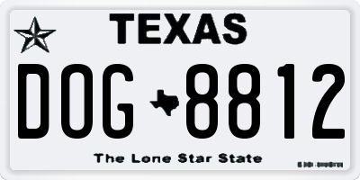 TX license plate DOG8812