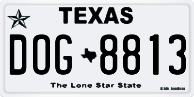 TX license plate DOG8813