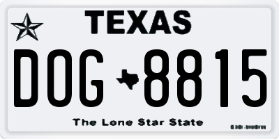 TX license plate DOG8815