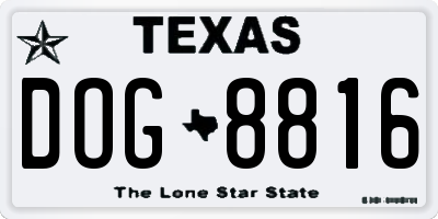 TX license plate DOG8816