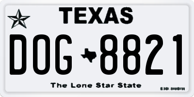 TX license plate DOG8821