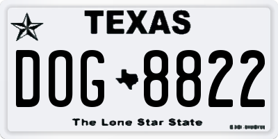 TX license plate DOG8822