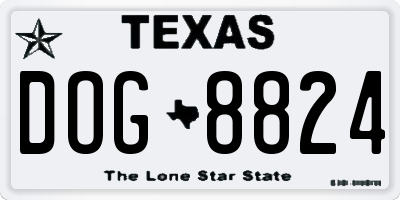 TX license plate DOG8824