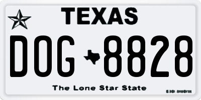 TX license plate DOG8828