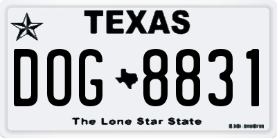 TX license plate DOG8831