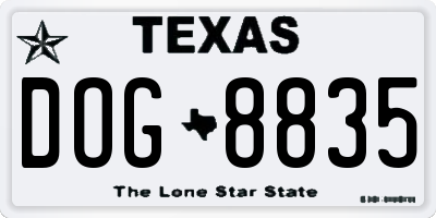 TX license plate DOG8835