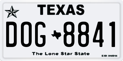 TX license plate DOG8841