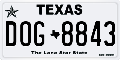 TX license plate DOG8843