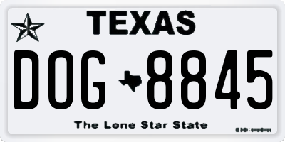 TX license plate DOG8845